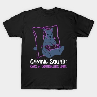 Gaming Squad: Cats & Controllers Unite T-Shirt